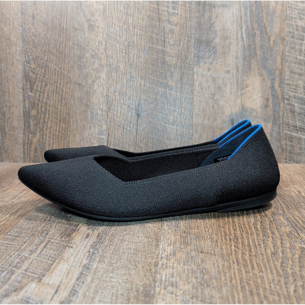 Rothy's The Point II Ballet Flat Black Knit Women Size 10 With In Love Insoles - Picture 5 of 13